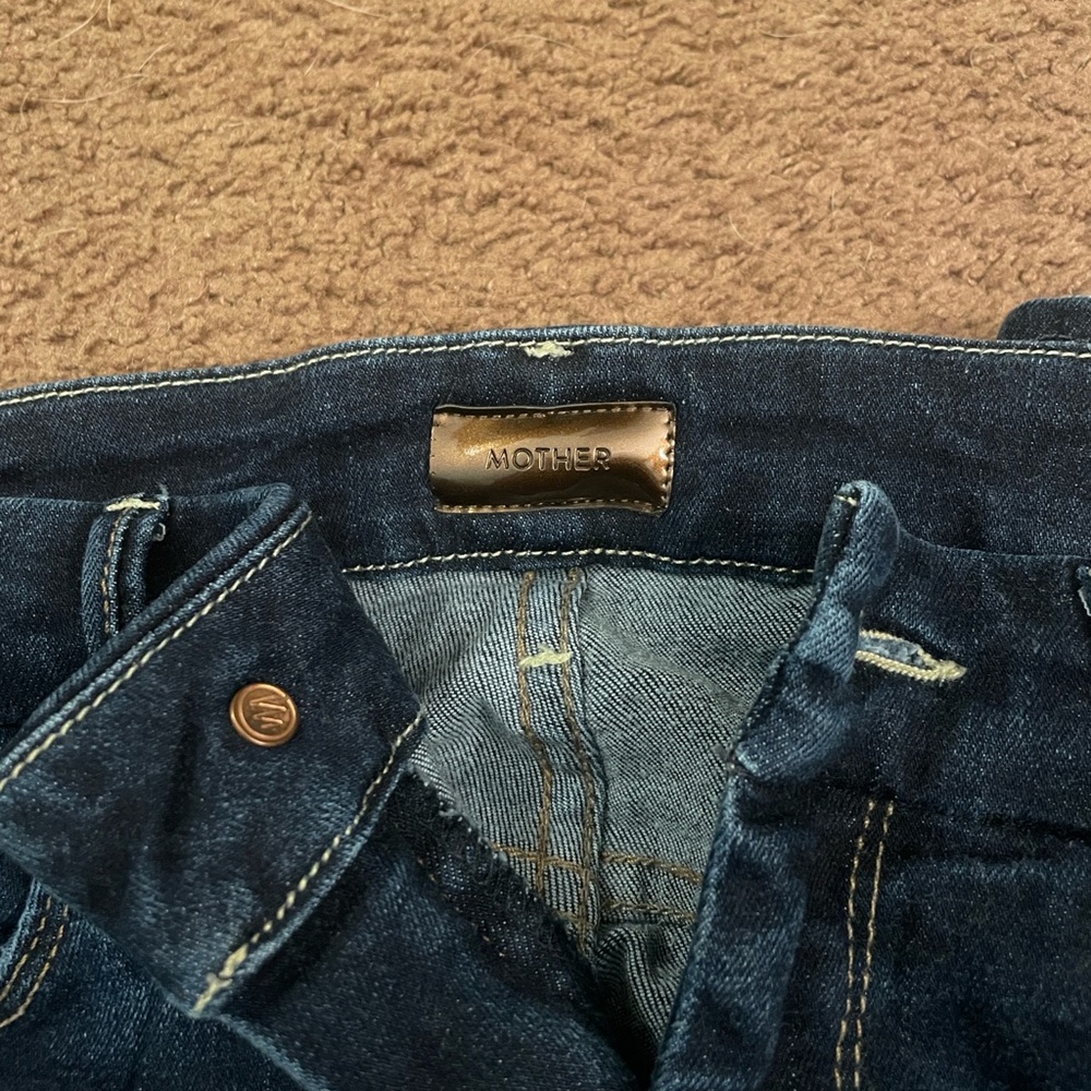 MOTHER Women's Skinny Jeans - Dark Blue High Waisted Looker Ankle - Picture 2 of 4